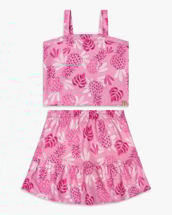 Conjunto Infantil Estampado com Regata e Saia - Kely Kety - Blossom
