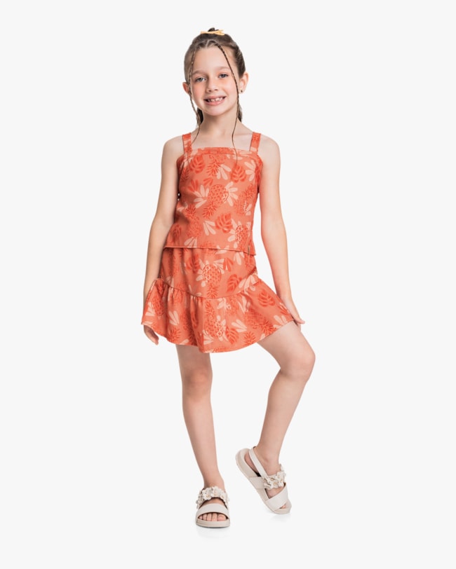 Conjunto Infantil Estampado com Regata e Saia - Kely Kety - Nectarine-9126107e-0cfa-459c-81d6-7a3dba1246b4
