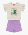 Conjunto Infantil Feminino Blusa Babado Manga e Shorts - Kely Kety - Mescla-e39e4035-236c-485d-a4a4-81594e9128bf