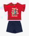 Conjunto Infantil Feminino Blusa Babado Manga e Shorts - Kely Kety - Tomato-78f1f473-90c5-44dc-acaf-b1974329802c