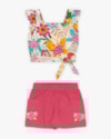 Conjunto Infantil Feminino Blusa com Amarração e Shorts - Kely Kety - Off White-1464dd9e-2584-4ab6-bbbb-d11807209595