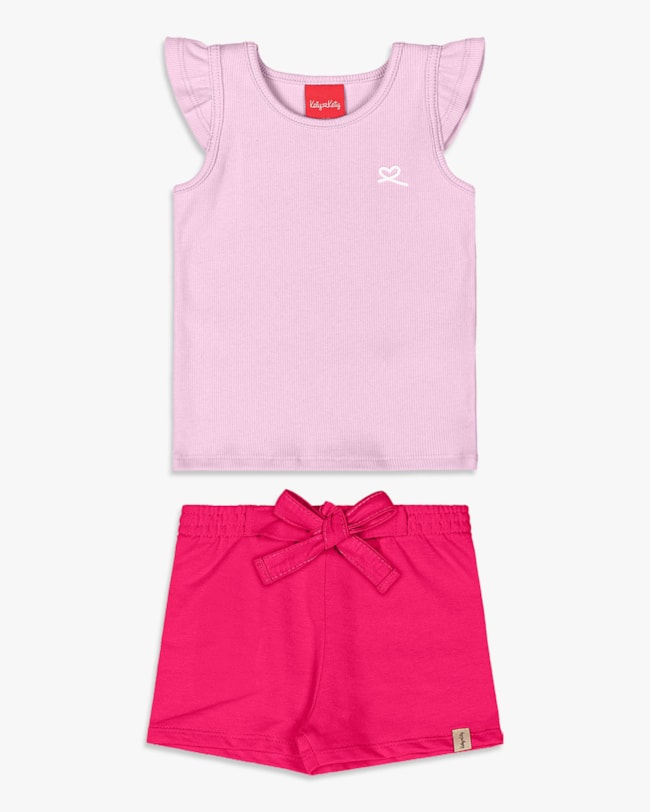 Conjunto Infantil Feminino Blusa com Babado e Shorts - Kely Kety - Astral-9ae13ca2-6dee-4b45-a427-94a4f6a5cda3