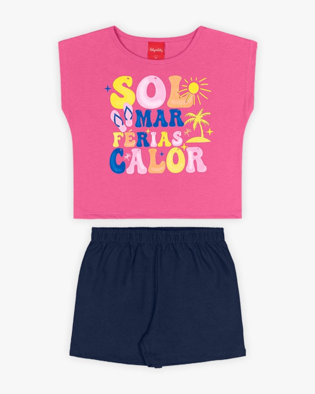 Conjunto Infantil Feminino Blusa com Estampa e Shorts - Kely Kety - Blossom-84cb80b1-0727-450d-b03d-47c188acd55d