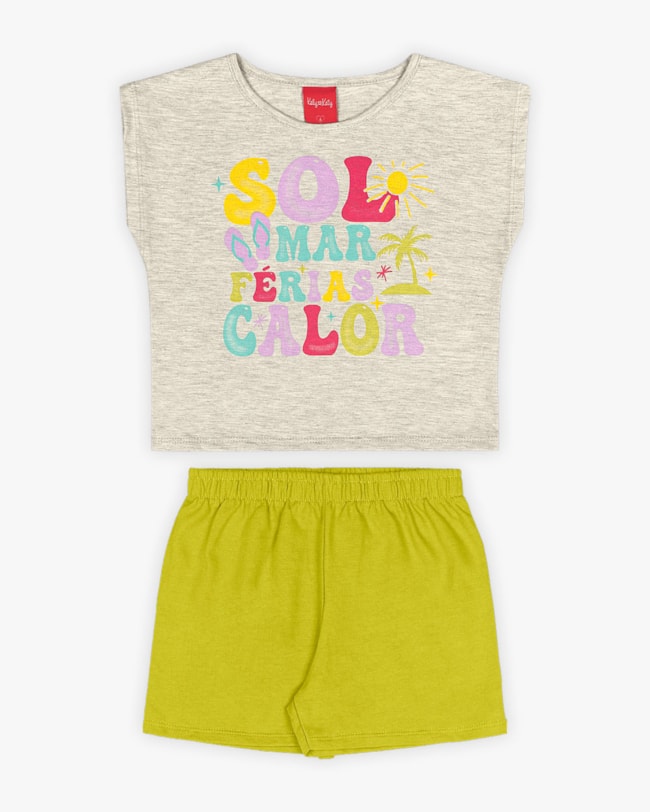 Conjunto Infantil Feminino Blusa com Estampa e Shorts - Kely Kety - Mescla-3dc27243-3871-4eaf-bbb5-62700a178c83