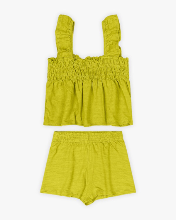 Conjunto Infantil Feminino Blusa com Latex e Shorts - Kely Kety - Aspargos