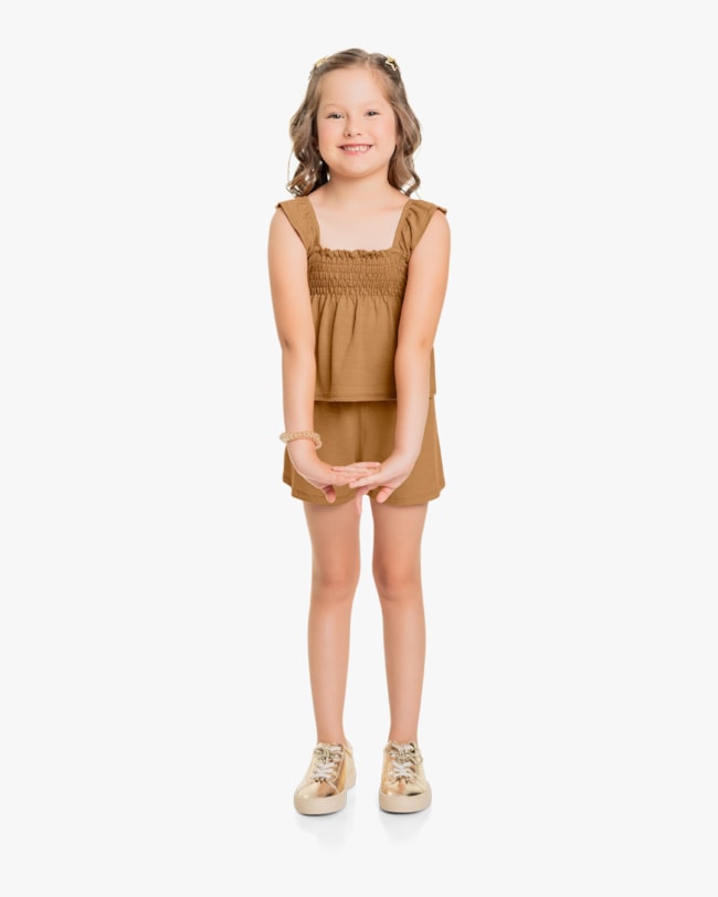 Conjunto Infantil Feminino Blusa com Látex e Shorts - Kely Kety - Capim Dourado-652ba5d7-156c-4737-aa31-0cd1ad8aab91
