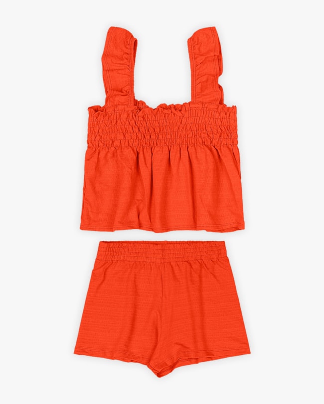 Conjunto Infantil Feminino Blusa com Látex e Shorts - Kely Kety - Carrot-046ec562-efe3-4817-a5ed-aa88b9fe600e