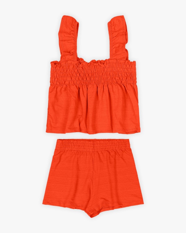 Conjunto Infantil Feminino Blusa com Látex e Shorts - Kely Kety - Carrot