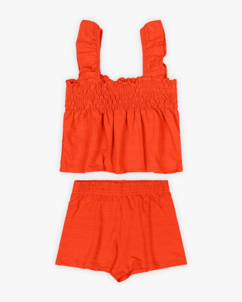 Conjunto Infantil Feminino Blusa com Látex e Shorts - Kely Kety - Carrot