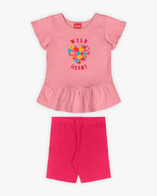 Conjunto Infantil Feminino Blusa e Bermuda Ciclista - Kely Kety - Bala de Goma