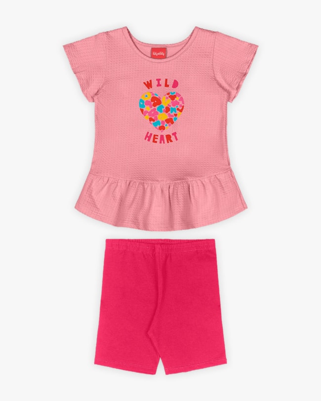 Conjunto Infantil Feminino Blusa e Bermuda Ciclista - Kely Kety - Bala de Goma-cc179986-43bd-4f2f-ad75-845125af073a