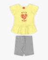 Conjunto Infantil Feminino Blusa e Bermuda Ciclista - Kely Kety - Pinacolada-505958ca-6139-4460-8b55-bfd01ea386bd