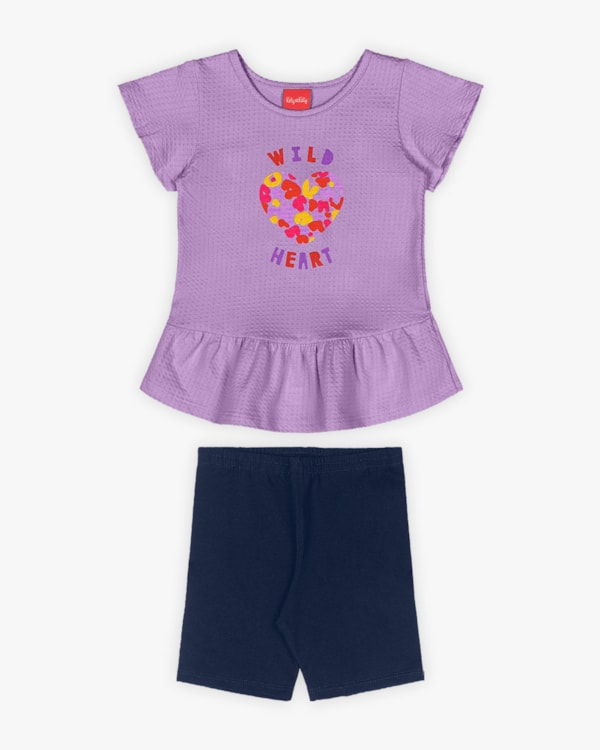 Conjunto Infantil Feminino Blusa e Bermuda Ciclista - Kely Kety - Sinfonia