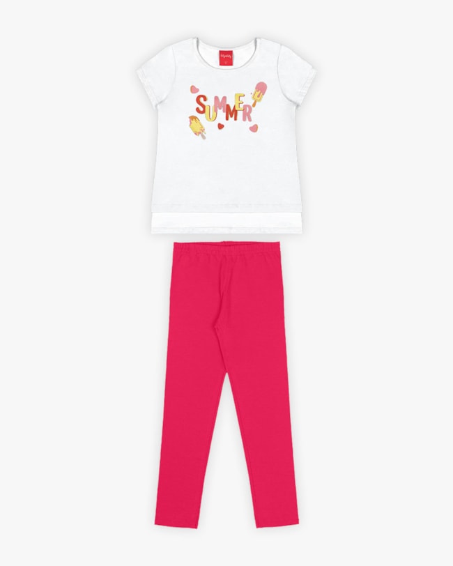 Conjunto Infantil Feminino Blusa e Legging - Kely Kety - Branco-6ca79ca2-2231-4670-9b10-a06648654e35