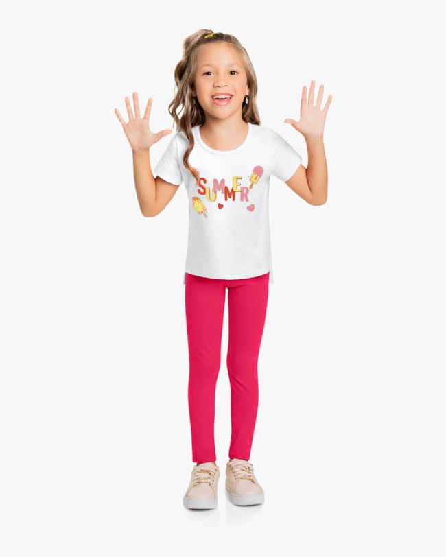 Conjunto Infantil Feminino Blusa e Legging - Kely Kety - Branco-961b34dd-cc0b-4700-b3f6-e906fbfc6d68