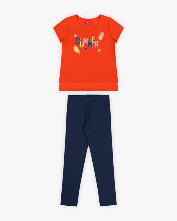 Conjunto Infantil Feminino Blusa e Legging - Kely Kety - Carrot