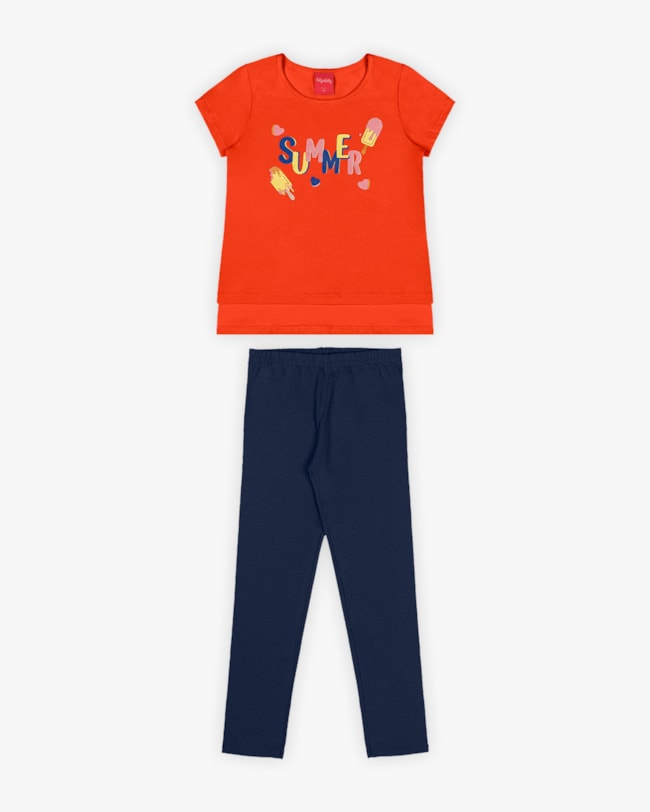 Conjunto Infantil Feminino Blusa e Legging - Kely Kety - Carrot-972f1297-dbb5-4ec2-b3ca-dc25f8a92ac1