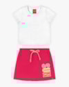 Conjunto Infantil Feminino Blusa e Saia - Kely Kety - Branco-bd28a98a-922f-480c-973f-6fa3fa892b99