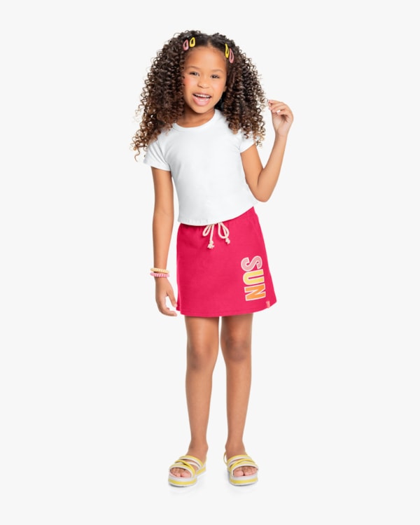 Conjunto Infantil Feminino Blusa e Saia - Kely Kety - Branco