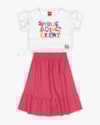 Conjunto Infantil Feminino Blusa e Saia Midi - Kely Kety - Branco-e61aa39e-659b-4fbe-9772-1368d576a59f