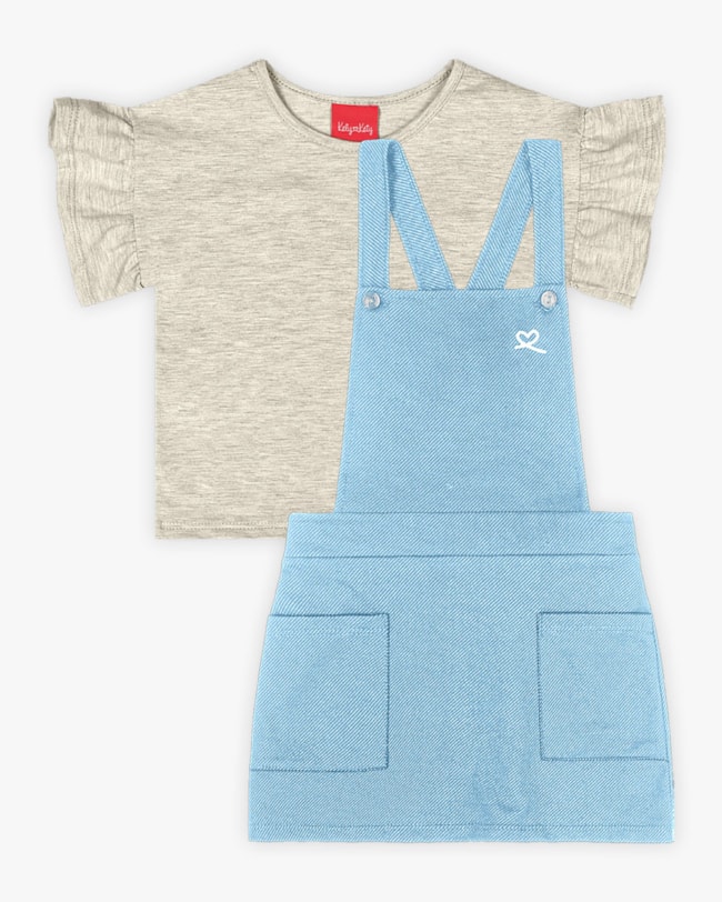 Conjunto Infantil Feminino Blusa e Salopete - Kely Kety - Mescla-8a01d61f-5b26-4e48-9cb5-32bc418c95e7