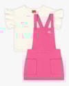 Conjunto Infantil Feminino Blusa e Salopete - Kely Kety - Natural-42e9dffc-c8a1-4678-bbb9-d40443bffe60