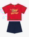 Conjunto Infantil Feminino Blusa e Shorts com Bolsos - Kely Kety - Tomato-5880845c-96a1-4b41-952f-a39ad73dac90