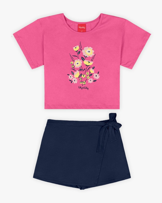 Conjunto Infantil Feminino Blusa e Shorts-Saia - Kely Kety - Blossom-4a96ba57-898a-4ed8-845e-bf5ccd1e7e60