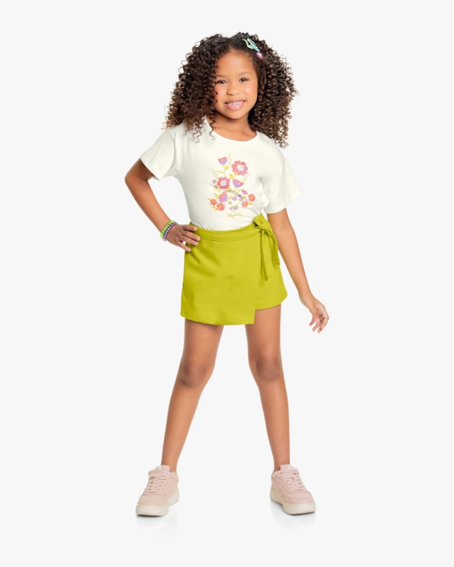 Conjunto Infantil Feminino Blusa e Shorts-Saia - Kely Kety - Natural-e9b6d421-0d48-4874-b5c1-04e20bf0fde3