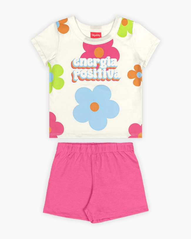 Conjunto Infantil Feminino Blusa Estampada e Shorts - Kely Kety - Natural-2912fe9f-d4e8-4468-b00a-a073434a5fbf