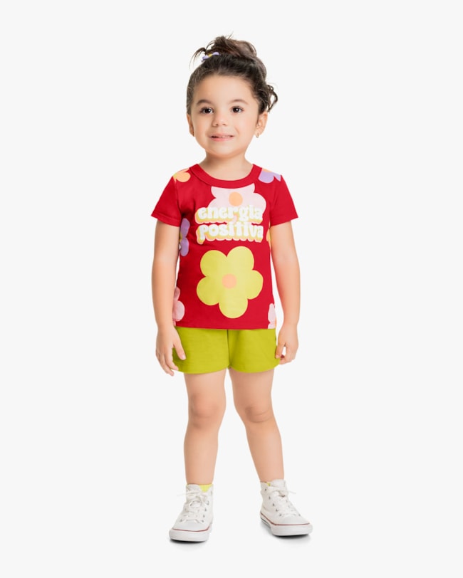 Conjunto Infantil Feminino Blusa Estampada e Shorts - Kely Kety - Tomato-85b0c830-f2af-4f40-b98d-db28e8366149