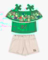 Conjunto Infantil Feminino Blusa Ombro a Ombro e Shorts - Kely Kety - Folha-cf5314b2-4a75-46f4-8dde-af90e400928a