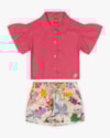 Conjunto Infantil Feminino Camisa e Shorts Estampado - Kely Kety - Rosa-e6ad7554-7e95-40dd-9bbc-ed0f1970595d