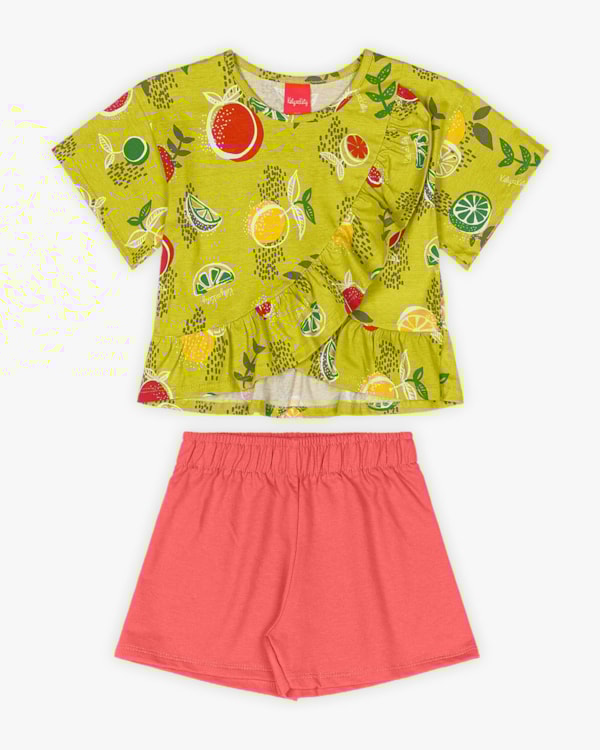 Conjunto Infantil Feminino com Babados - Kely Kety - Aspargos