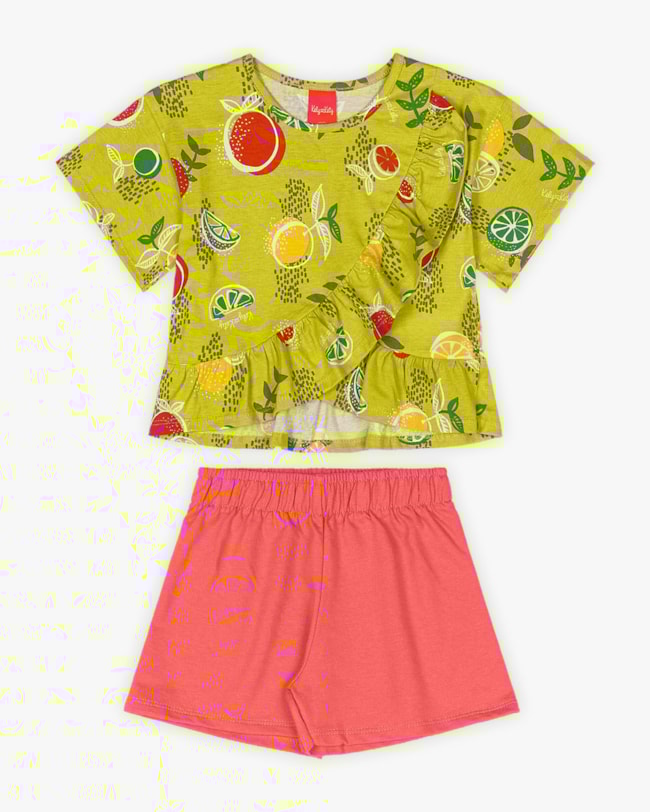 Conjunto Infantil Feminino com Babados - Kely Kety - Aspargos-edadf404-6472-4ceb-a9e3-1693669a3712