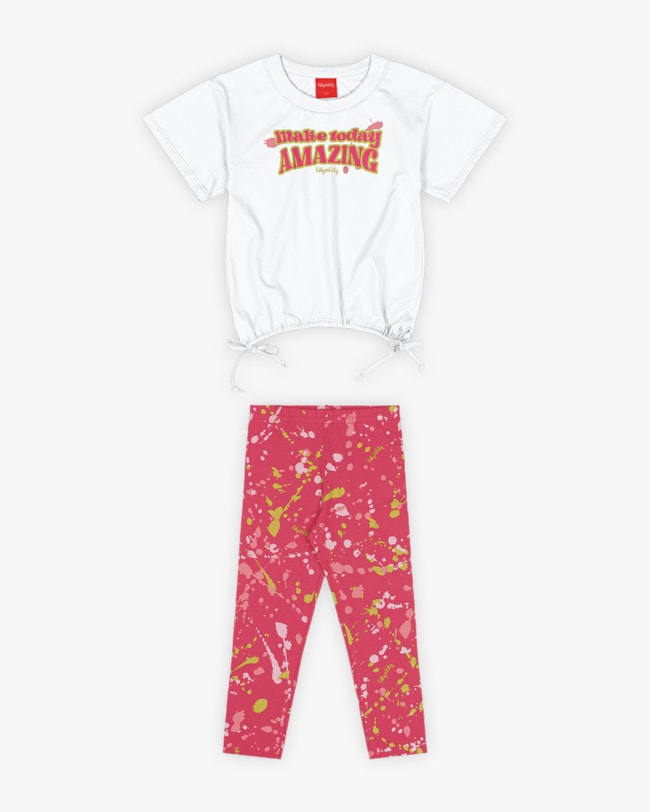 Conjunto Infantil Feminino com Calça Corsário Estampada - Kely Kety - Branco-d44c3203-250f-4e73-90b2-583370f5da5c