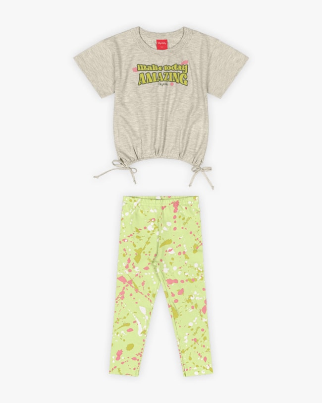 Conjunto Infantil Feminino com Calça Corsário Estampada - Kely Kety - Mescla-4c775d6d-8486-4037-b140-5e3088446952