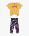 Conjunto Infantil Feminino com Calça Corsário Estampada - Kely Kety - Mostarda-dc8db9a5-158f-4501-8d93-3921ac3f85d5