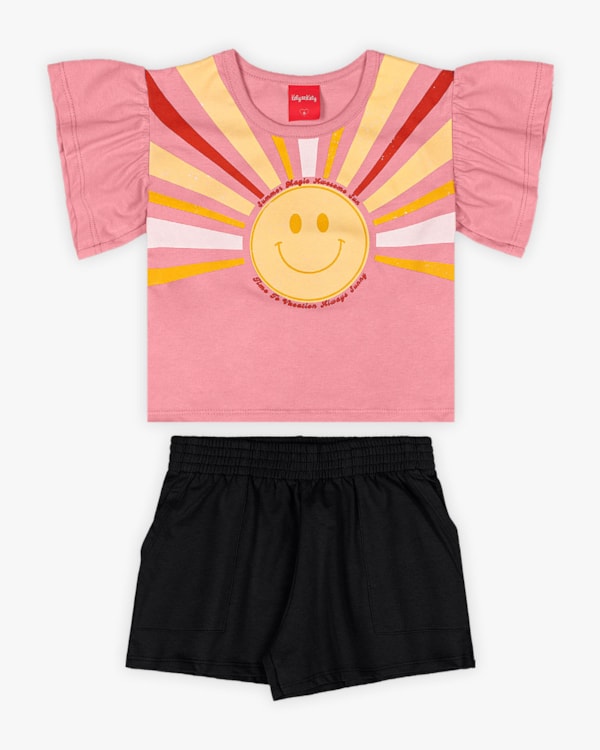 Conjunto Infantil Feminino com Estampa Sol - Kely Kety - Bala de Goma