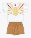 Conjunto Infantil Feminino com Estampa Sol - Kely Kety - Branco-3afc4598-cd1f-4d97-bc58-c530d1bb97ee