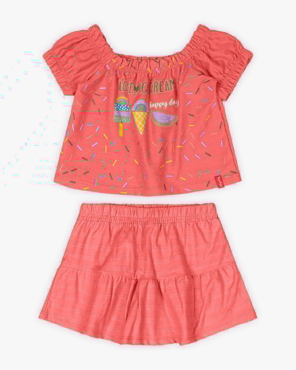 Conjunto Infantil Feminino com Estampa Sorvete - Kely Kety - Lagosta