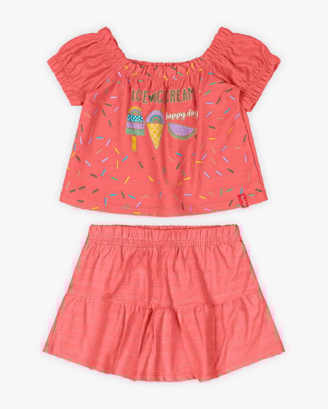 Conjunto Infantil Feminino com Estampa Sorvete - Kely Kety - Lagosta-d3842486-089e-4332-9554-a9e4cf62bf29
