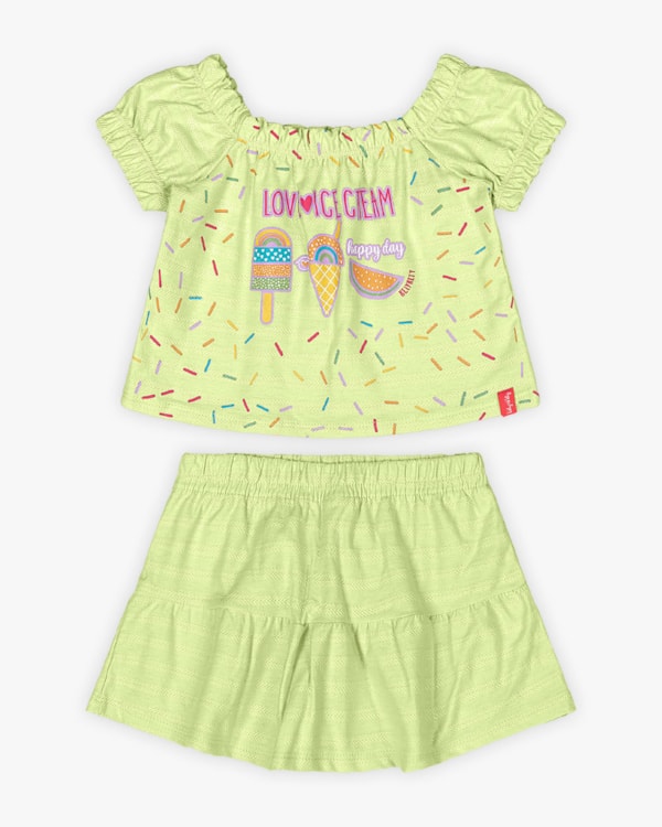 Conjunto Infantil Feminino com Estampa Sorvete - Kely Kety - Matcha
