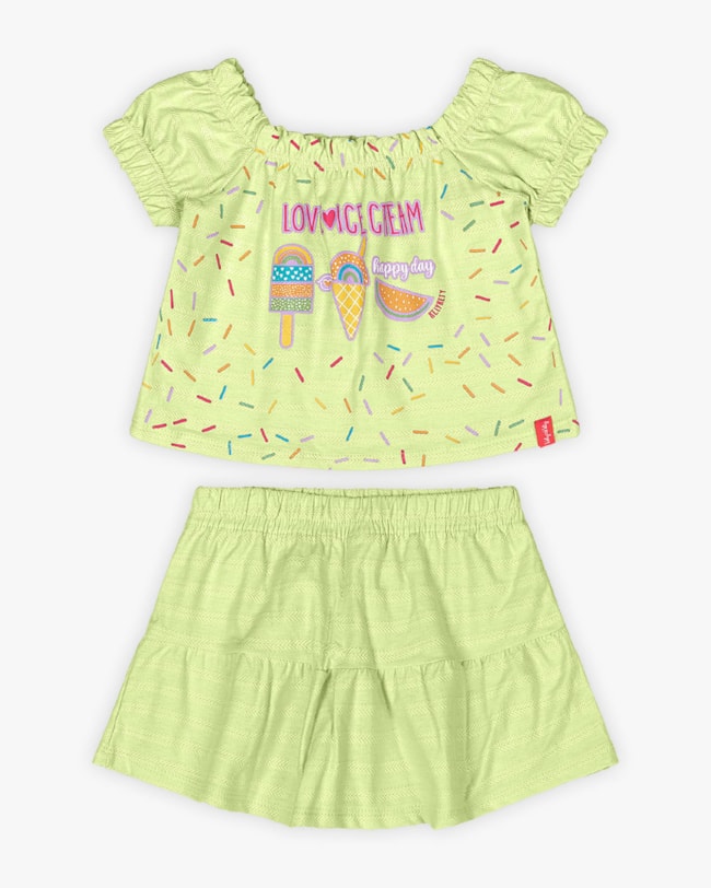 Conjunto Infantil Feminino com Estampa Sorvete - Kely Kety - Matcha-82d3901e-0dab-4b9e-b260-af101df12247