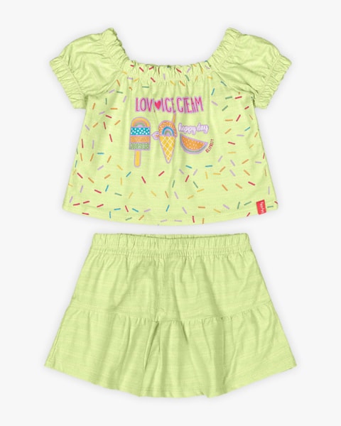 Conjunto Infantil Feminino com Estampa Sorvete - Kely Kety - Matcha