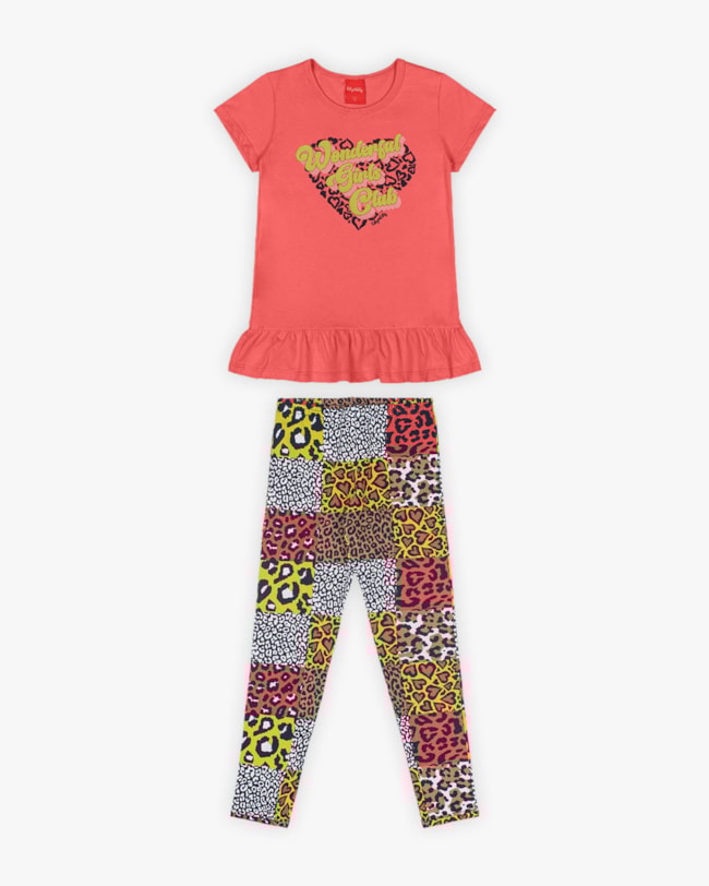 Conjunto Infantil Feminino com Legging Estampada - Kely Kety - Lagosta-5ec28144-8a01-4300-a4dc-5ec930f65a40