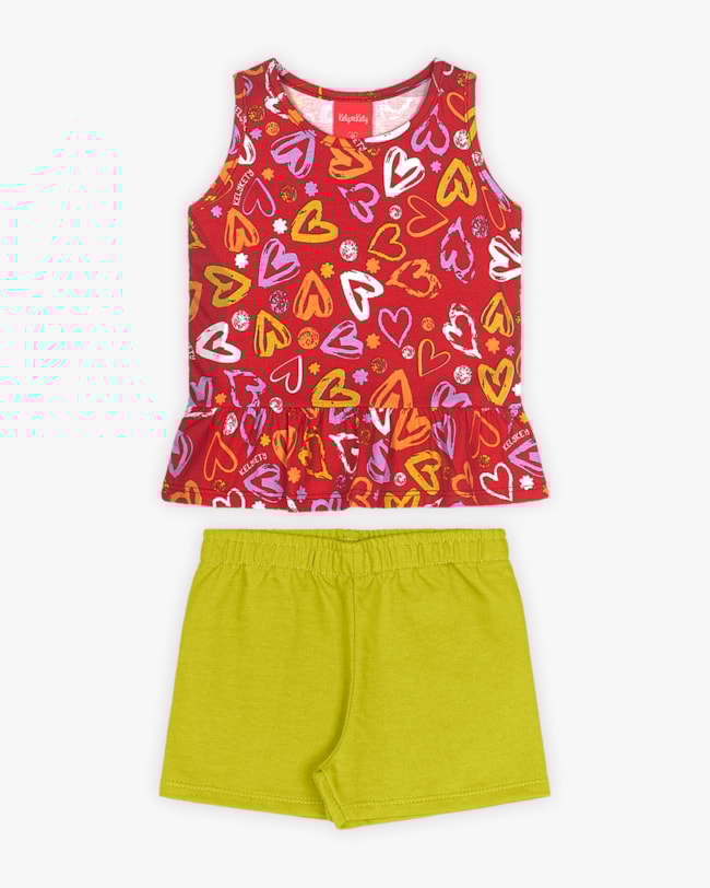 Conjunto Infantil Feminino com Regata Estampada - Kely Kety - Red Apple-77cf5889-43b8-4b0d-8f1c-5306f1b5eda0
