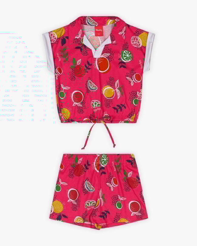 Conjunto Infantil Feminino em Meia Malha Estampada -Kely Kety - Cherry-b15110ee-3be2-4cb8-9220-2da54063b14e