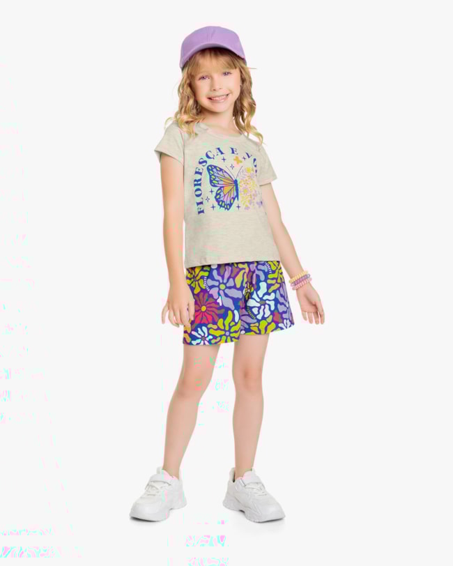 Conjunto Infantil Feminino em Meia Malha Estampada - Kely Kety - Mescla-08f93a50-d6ce-4c87-b088-7d12f53986ad