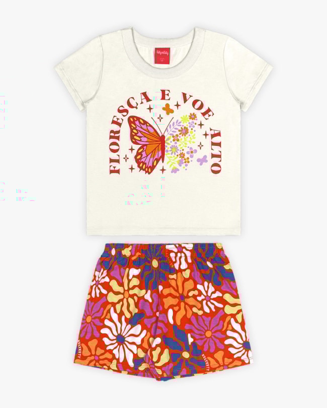 Conjunto Infantil Feminino em Meia Malha Estampada - Kely Kety - Natural-411156b4-75ec-4fff-a1eb-036d596b7517